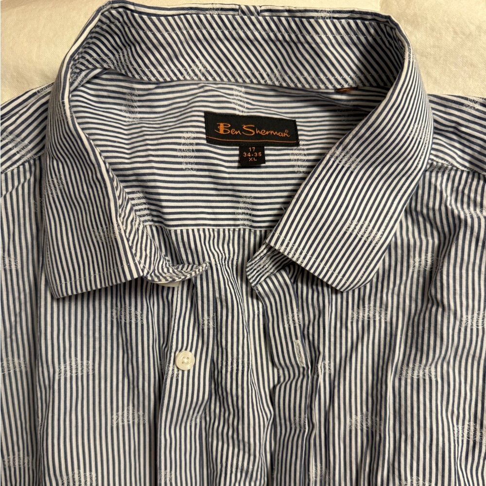 Long sleeve Ben Sherman button down. blue and white pin stripe